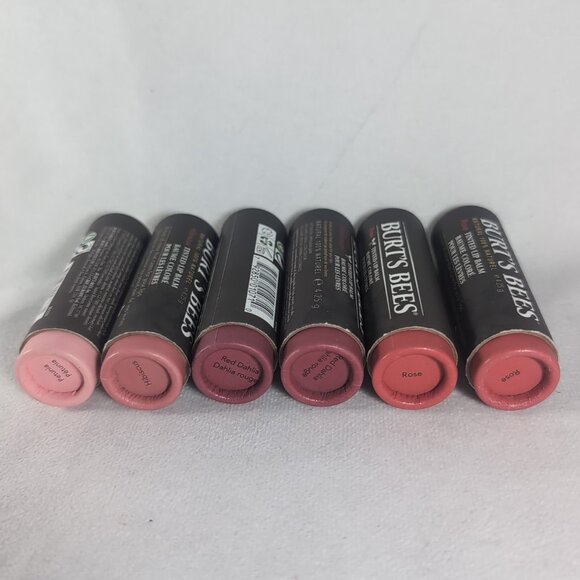 Burt's Bees Tinted Lip Balm 6 Lot Rose Red Dahlia Hibiscus Petunia 6 x 4.25g NEW - Picture 7 of 14